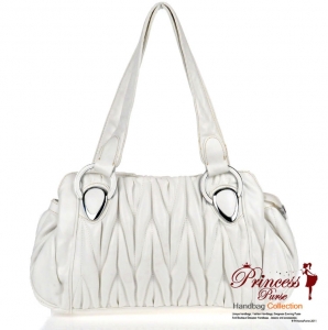 Designer Inspired Faux Leather Handbag w/ Ruffled Design